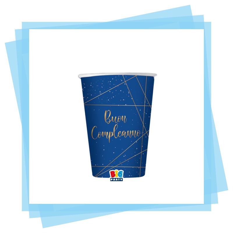 8 Bicchieri Blue Gold Varie Fantasie