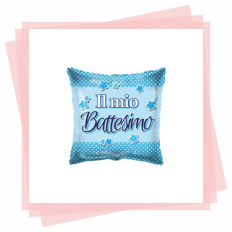 Palloncino Mylar "Il mio battesimo" Rosa/Celeste
