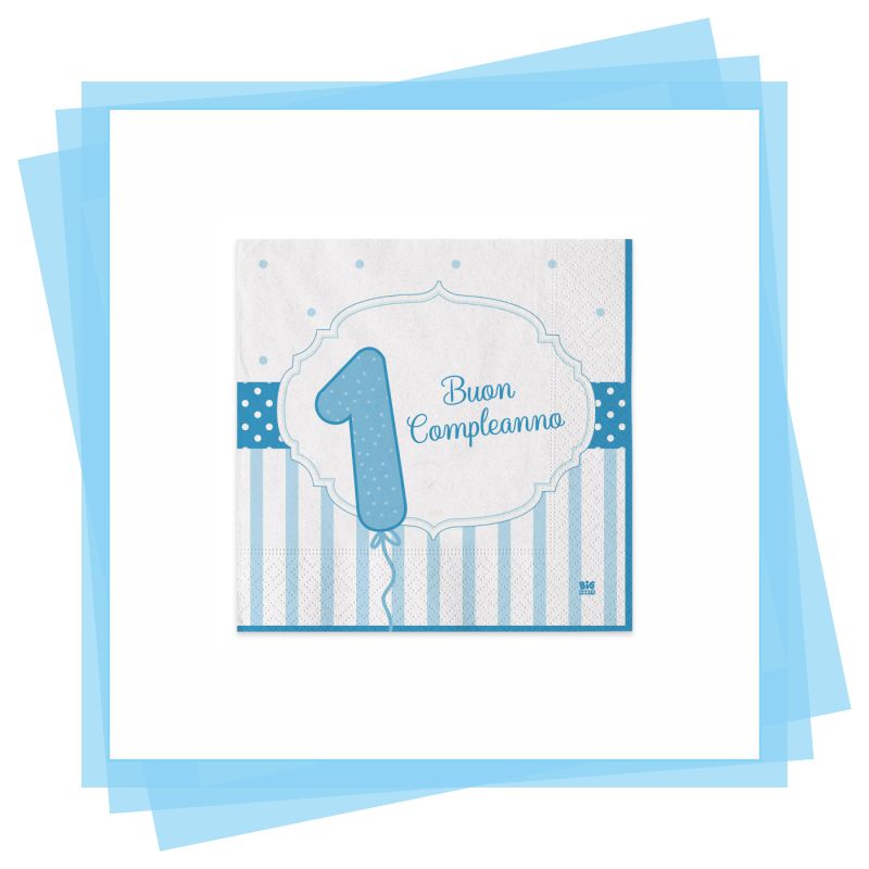 20 Tovaglioli Primo Compleanno Rosa / Celeste